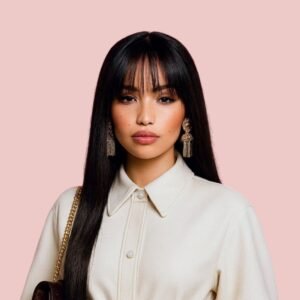 (#1B)Darkest Brown Remy Clip-in Hand Tied Human Hair Clip-in Bangs