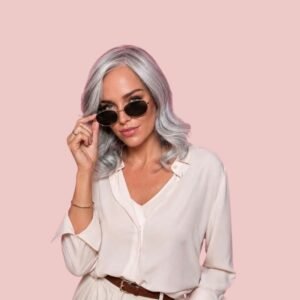 Celine White And Silver Wig